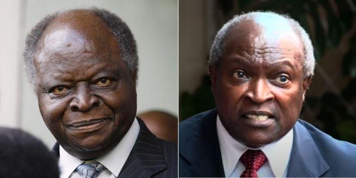 A collage of former President Mwai Kibaki and his alleged son Ochola Mwai.